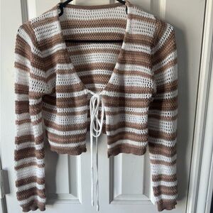Striped Brown and White Women's Sweater